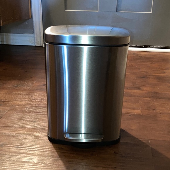 Satin Nickel Kitchen Trash Bin with Foot Pedal - Picture 1 of 2